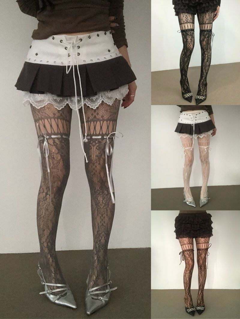 onthenextpage（オンザネクストページ）の「リボンストラップメッシュストッキング(4colors)（ファッション小物）」