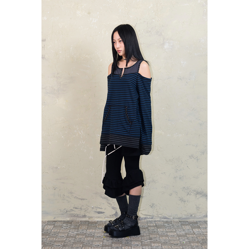 LACE-UP CONVERTIBLE JUMPSUIT: BLACK