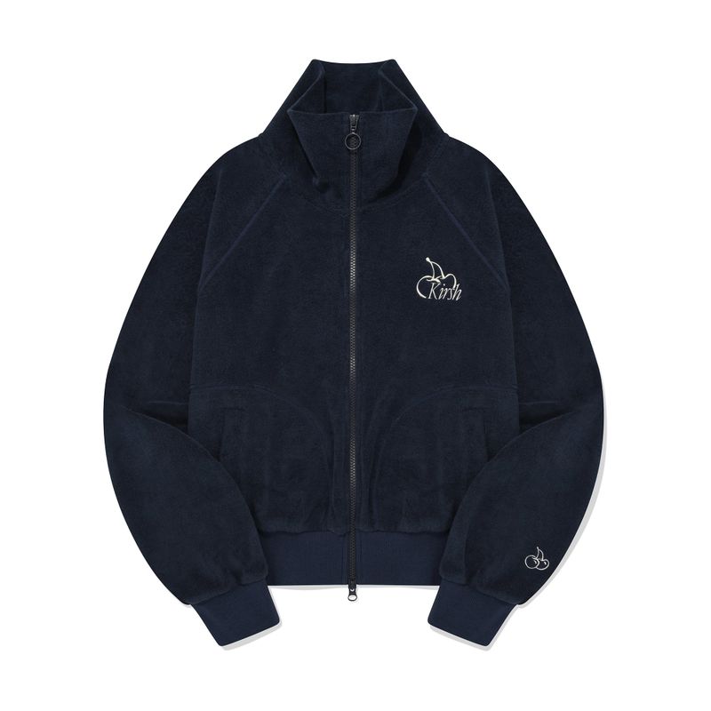 CHERRY TERRY HIGH NECK ZIP UP [DARK NAVY]