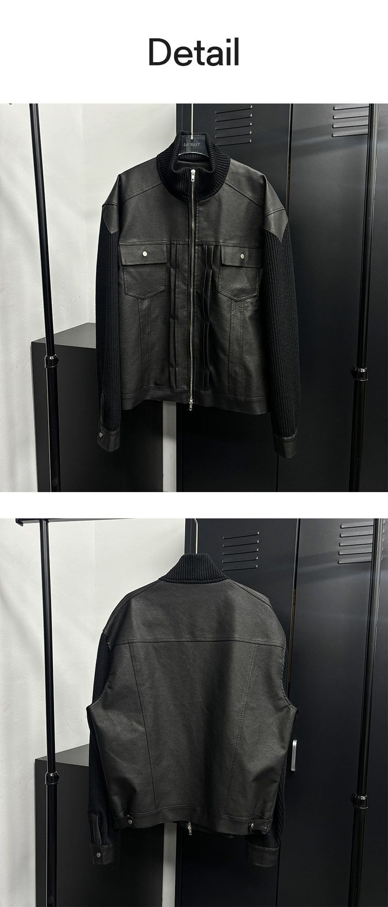 [F/W] Rough knit leather jacket