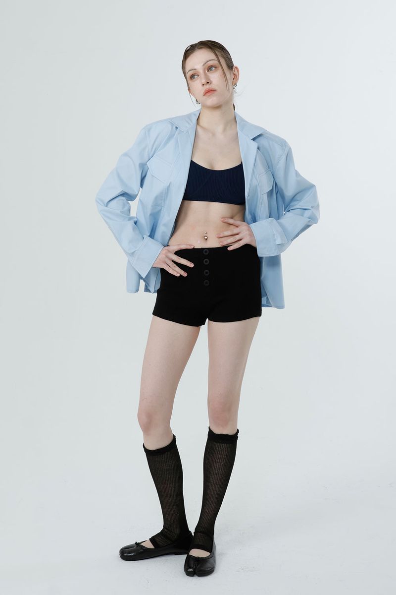 WAFFLE MINI PANTS_BLACK