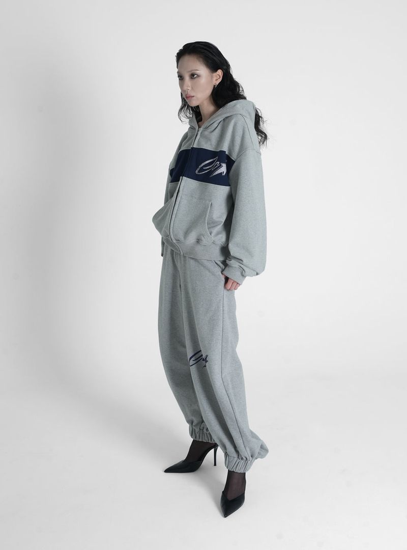 STAR LOGO HOODIE ZIP-UP GREY