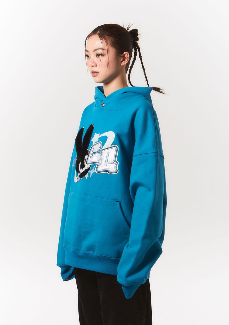 fur bunny planet hoody - blue