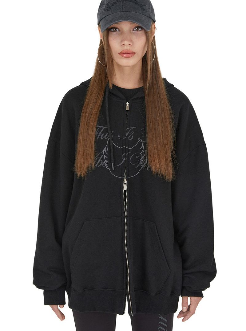 ITZAVIBE（イッザバイブ）の「[IHD002-1] SIGNATURE GRAPHIC HOOD ZIP UP BLACK（Tops）」