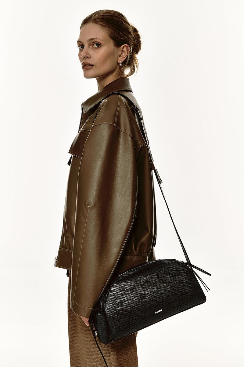 Lizard Shoulder bag_Black
