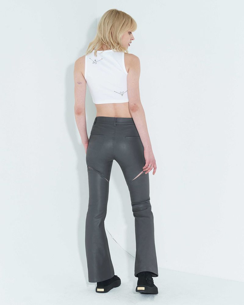 Coated Back Slit Jeans _ Grey