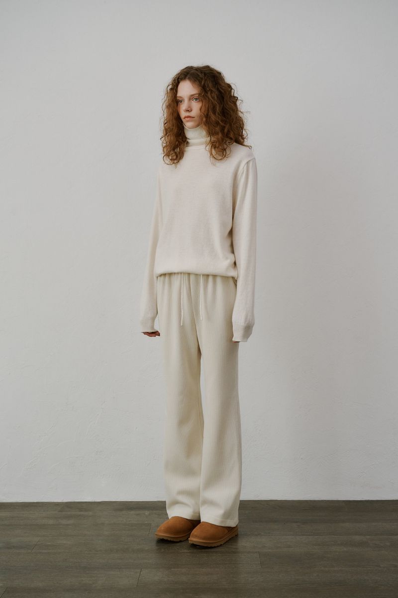 Corduroy boots cut pants (Ivory)