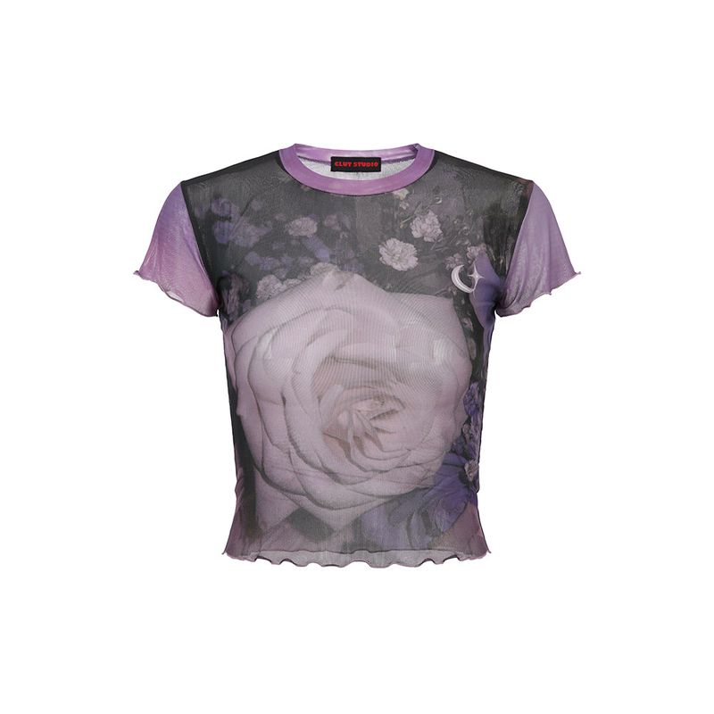 Purple Rose Mesh Top