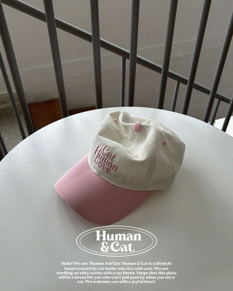 CAT HUMAN LOVE PEACH BALL CAP  / PINK