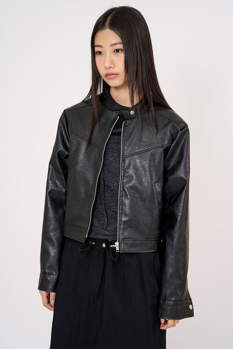 Raucohouse（ラウコハウス）の「Minimal zip-up crop leather jacket（Jackets/Outerwear）」