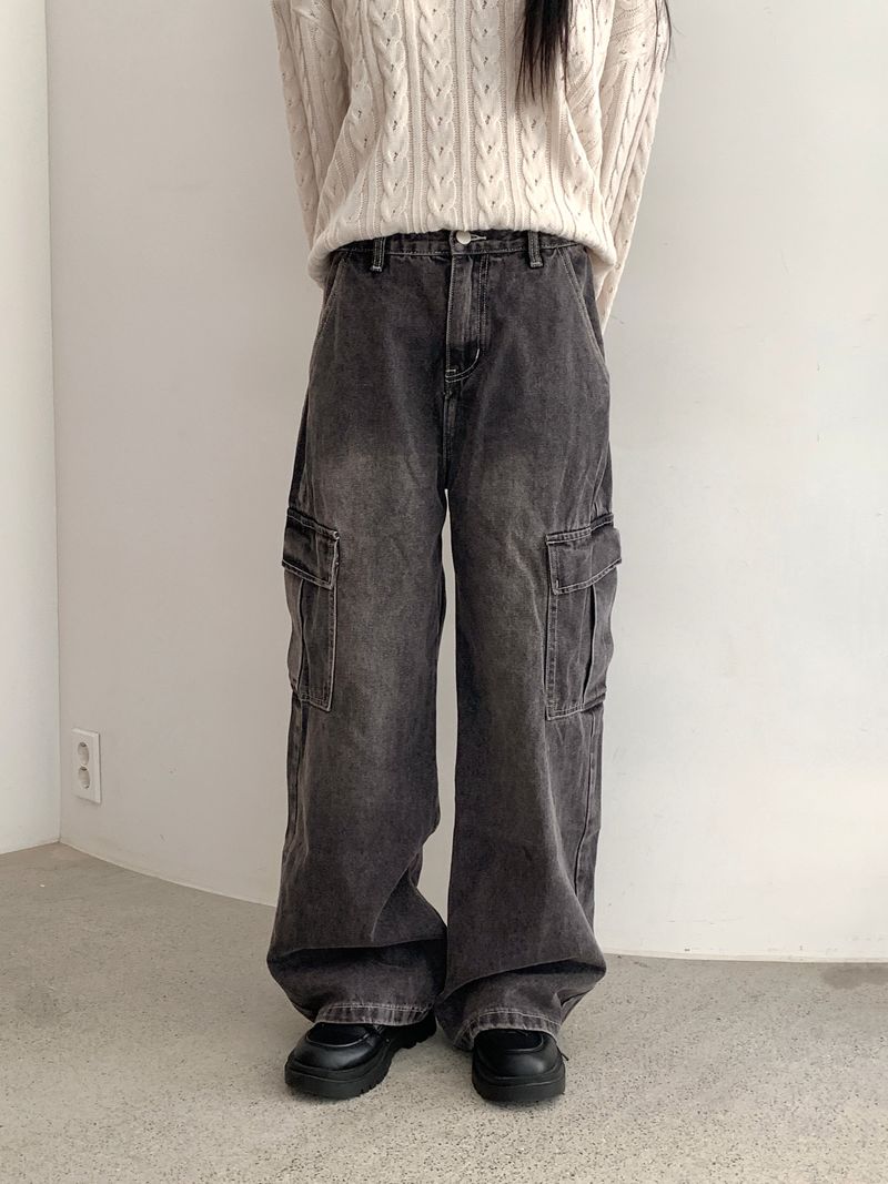 WONDER WONDER（ワンダーワンダー）の「[S~3XL] Potion long wide denim cargo pants（Pants）」