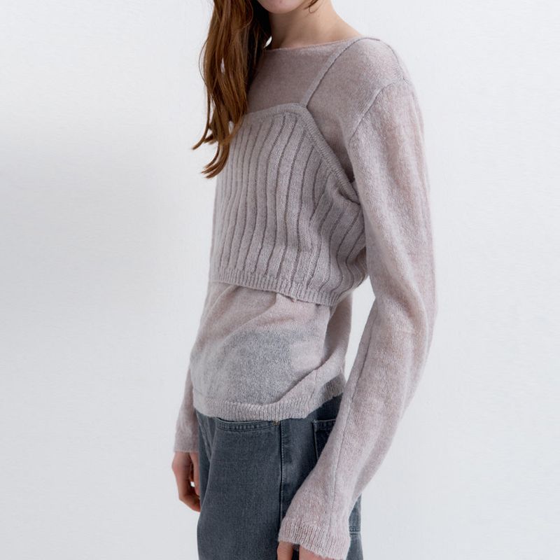 Bustier Knit Set Gray