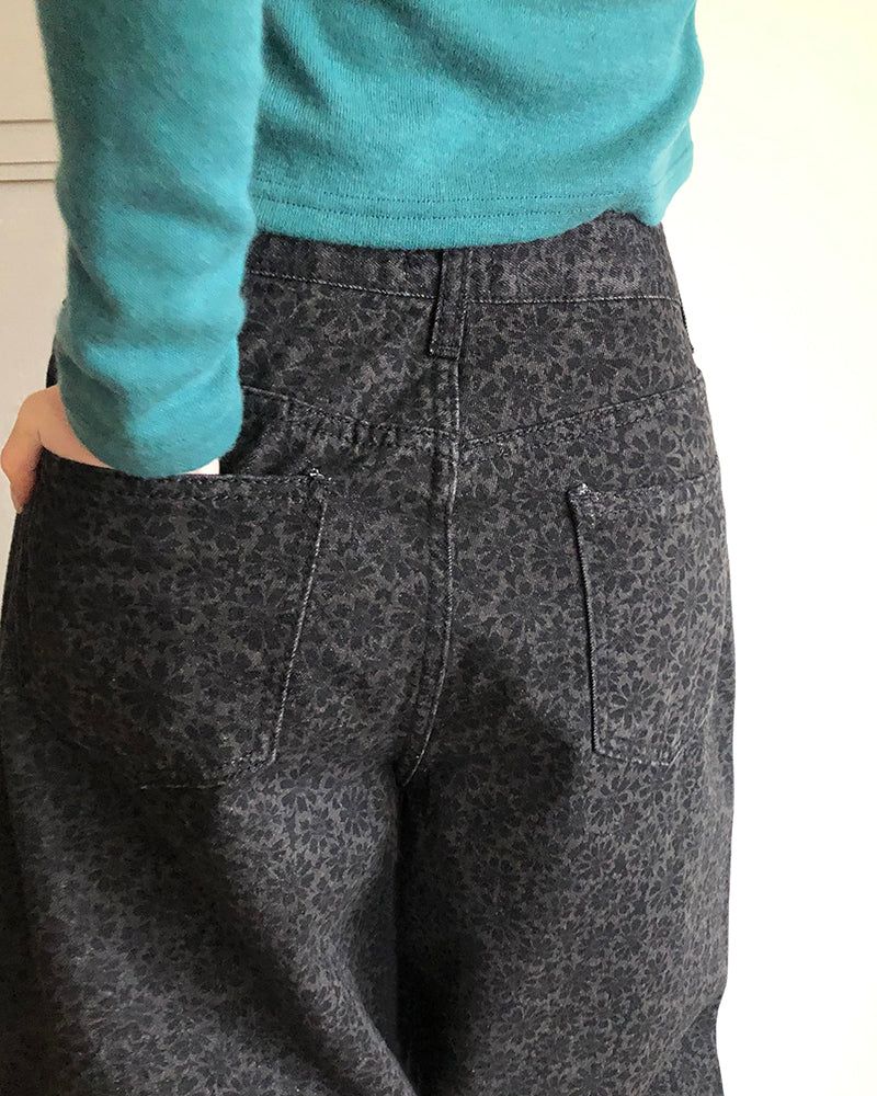 Drew Daisy Flower Wide Denim Pants