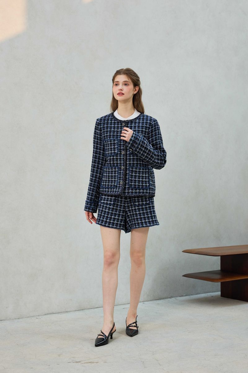 COMELY TWEED SHORTS PANTS / BLACK