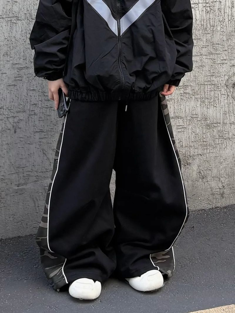camo panel piping sweatpants