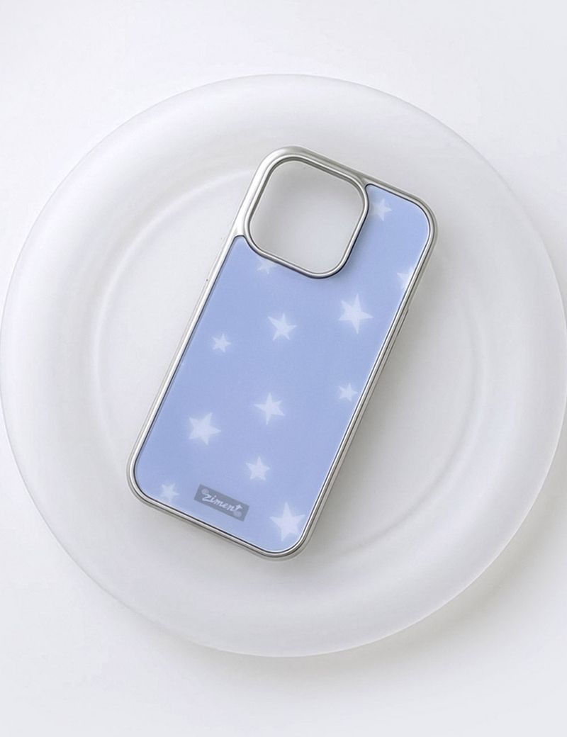 【MADE】Milky Blue Star Silver Bumper Case