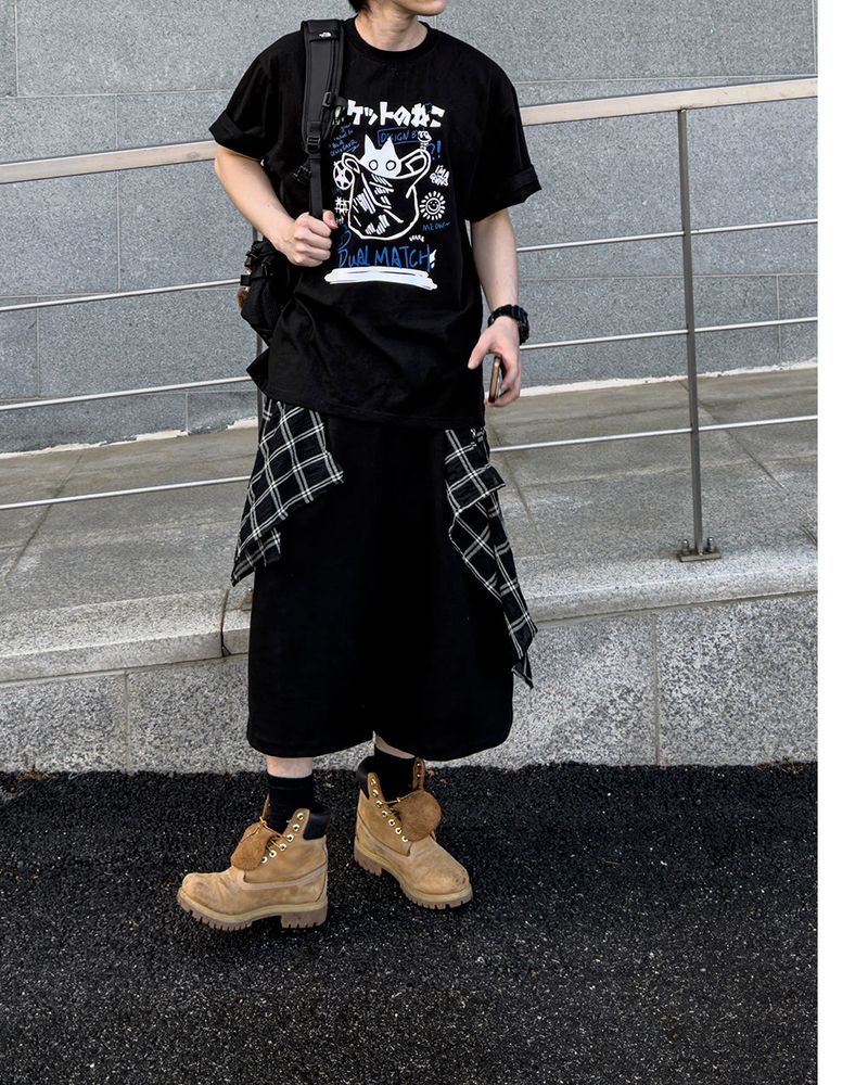Niporu Cat Graphic Oversized Short Sleeve