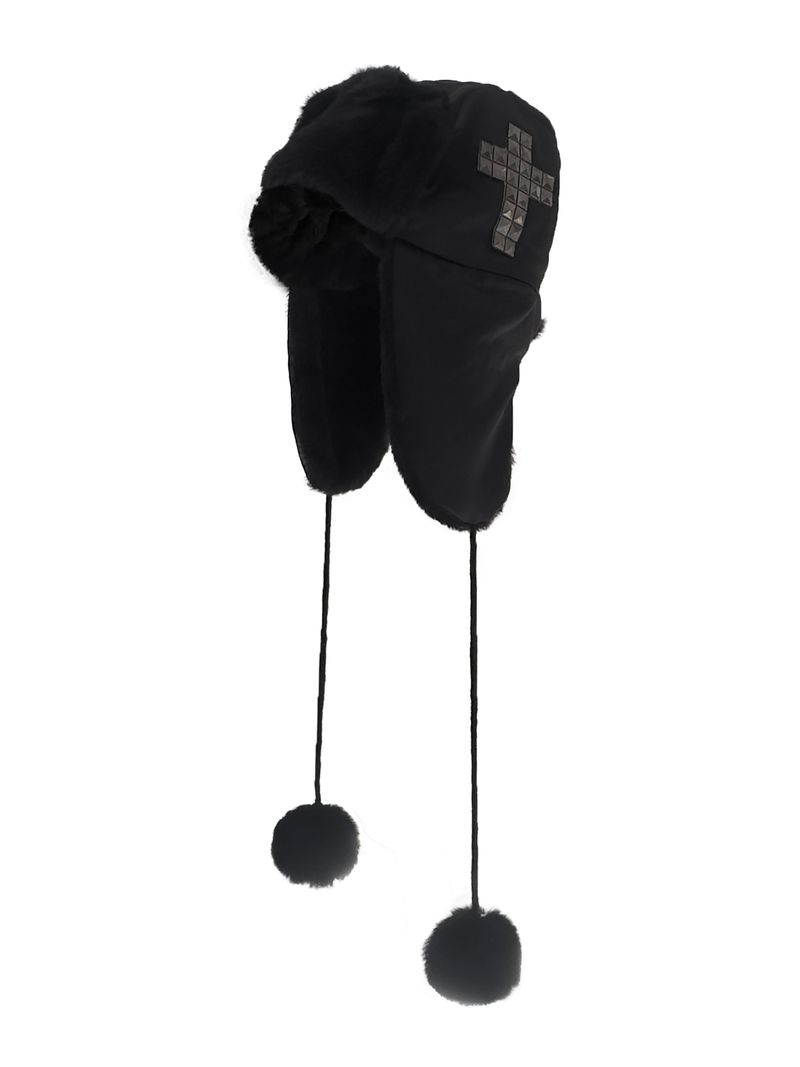 cross stud fur trapper hat