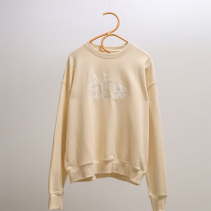 GARDEN EMB THUMBHOLE SWEATSHIRTS-ECRU