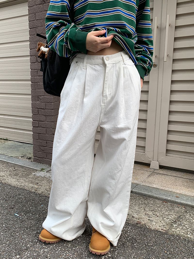 SLAB PINTUCK WIDE JEANS (3C)