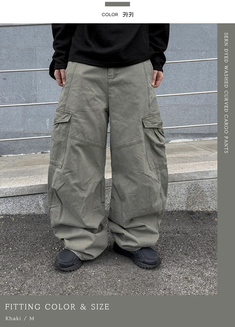 Cerne Dying Washed Curved Cargo Pants