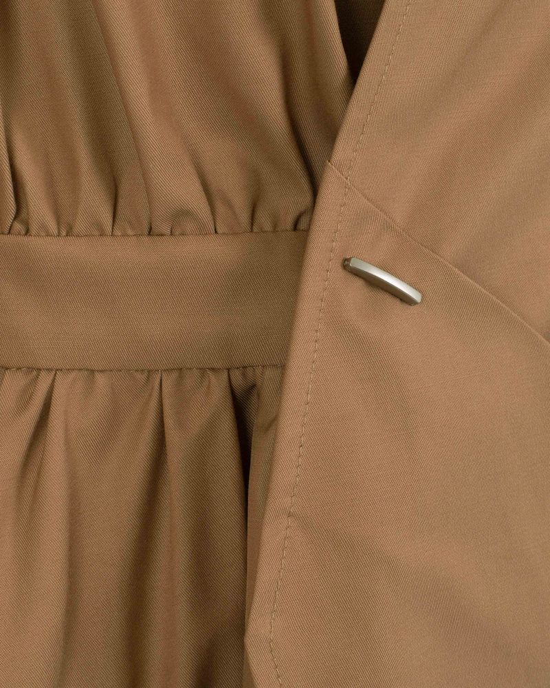Asymmetry Draped Waterproof Coat _ Beige