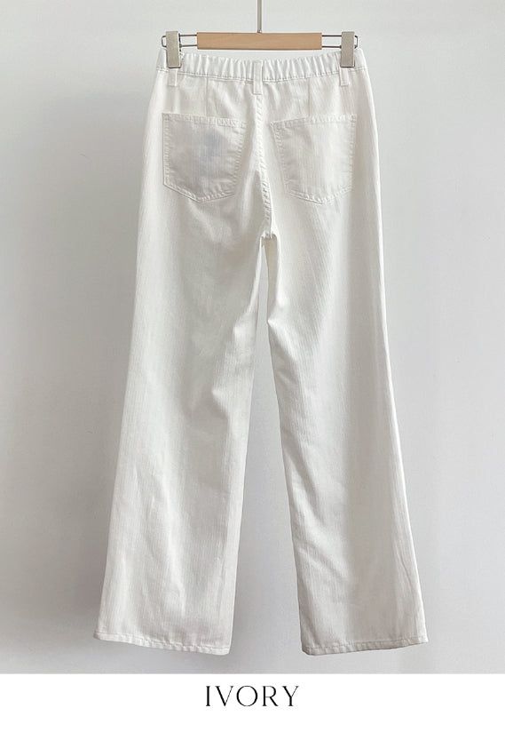 Bully Herringbone Cotton Banding Wide Pants