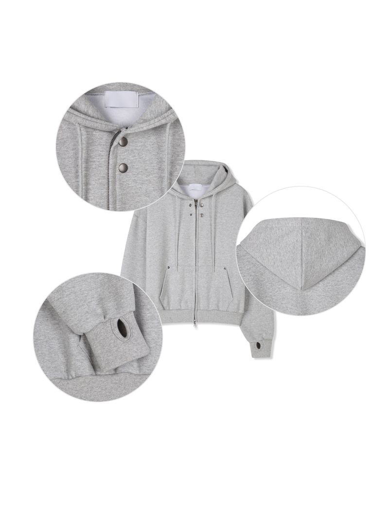 double-button hooded zip-up hoodie (2colors)
