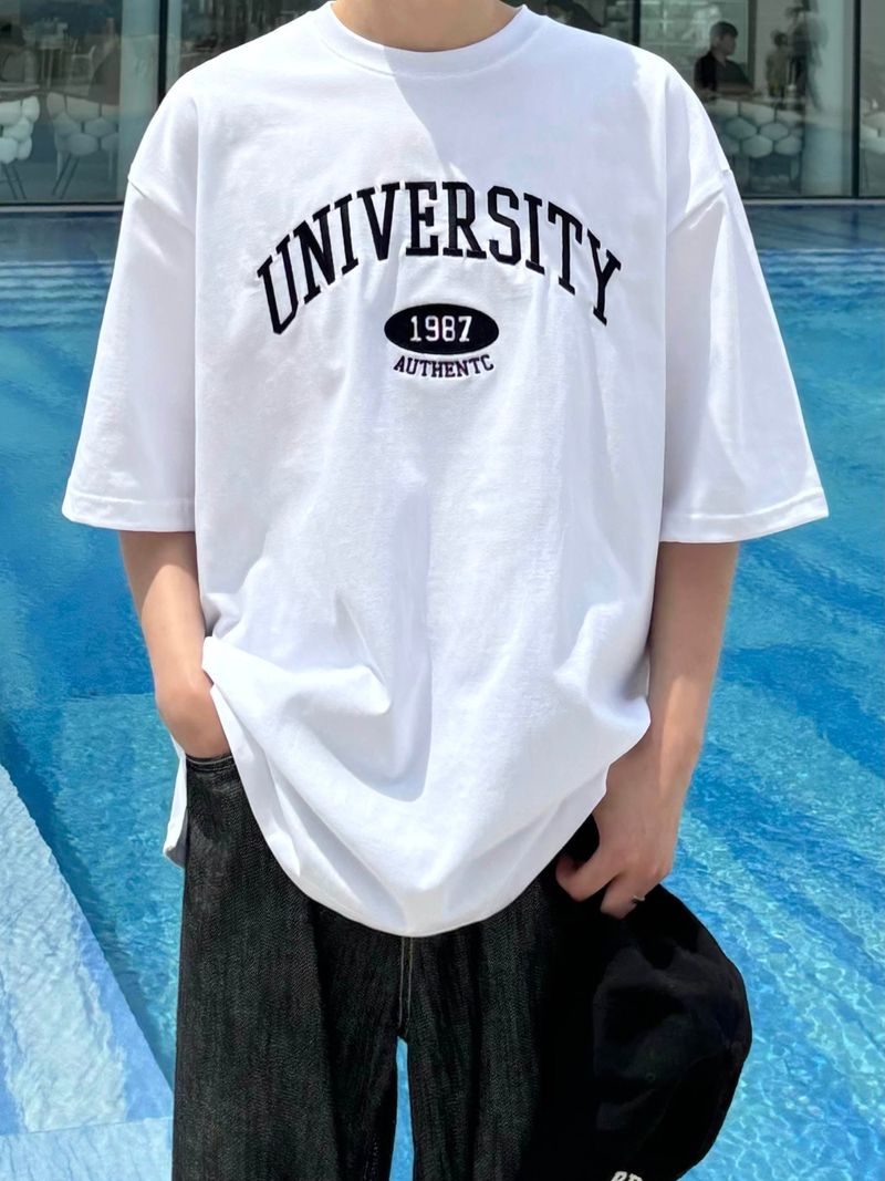 1987 Overfit Embroidered University Short Sleeves