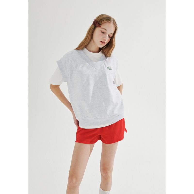 UNBALANCED SWEATER VEST_WHITE MELANGE
