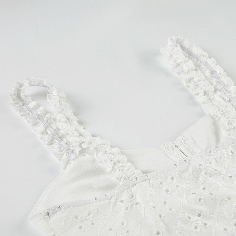 a punching eyelet bustier blouse