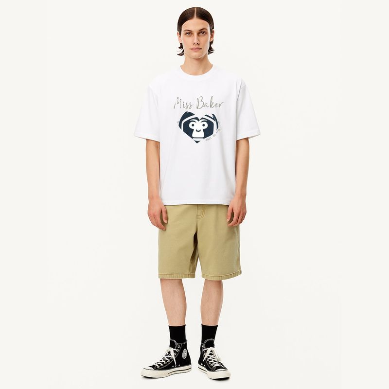 ハートバイカーTシャツ ホワイト / ネイビー(MAN)