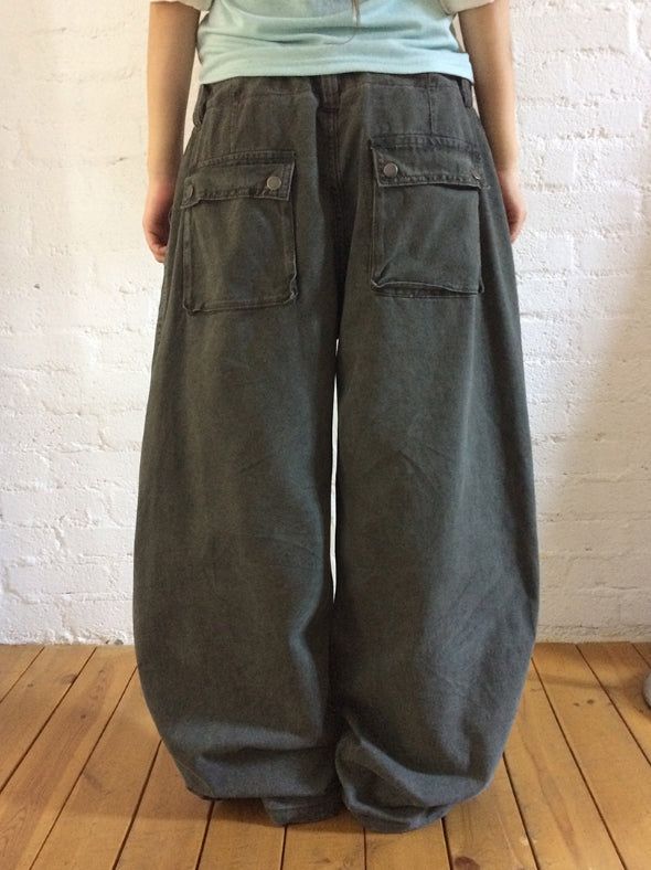 Nako String Pintuck Pocket Washing Wide Pants