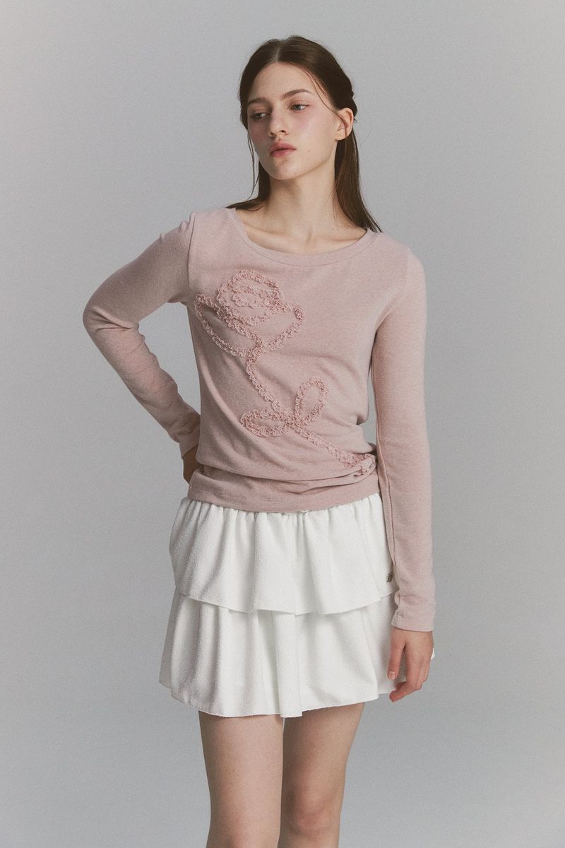 Lace Rose Long Sleeve Pink