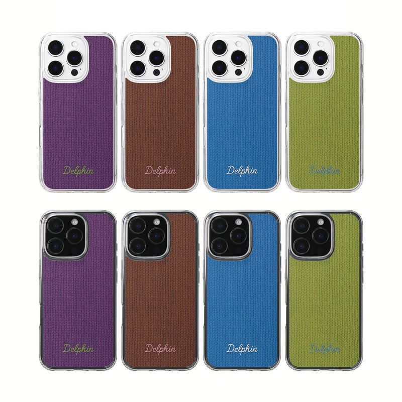 EMBROIDERY KNIT HARD JELL CASE _ BLUE