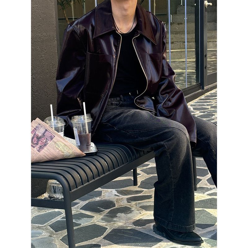 [F/W] Enamel leather short jacket(2color)