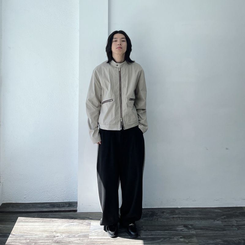 Waffle Knit Double-Zip Button Detail Hooded Jacket