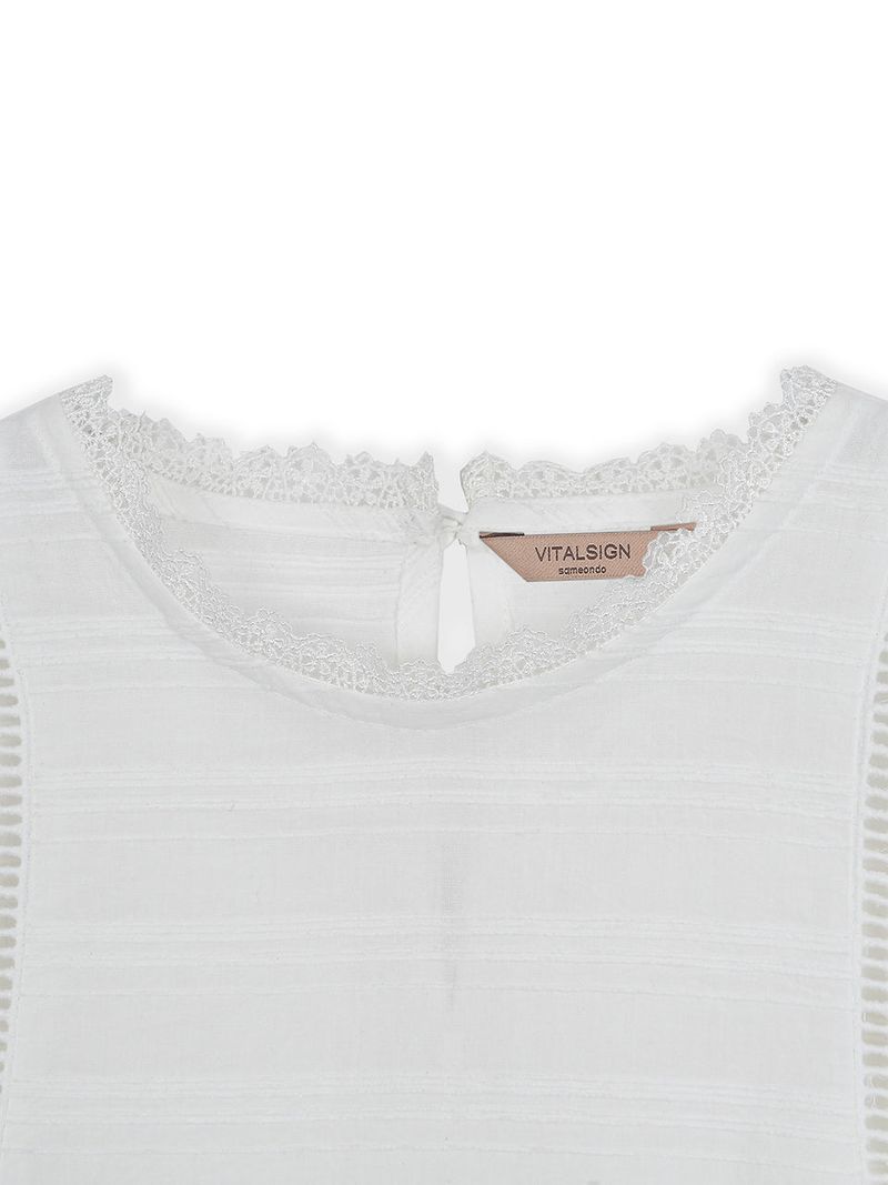 Lace Wrinkle Puff Blouse (2colors)