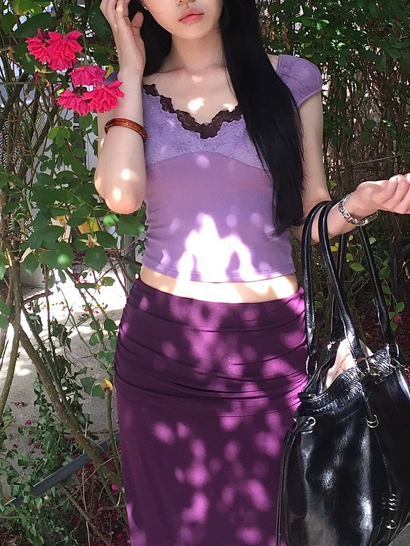 Burgundy Lace Layered T