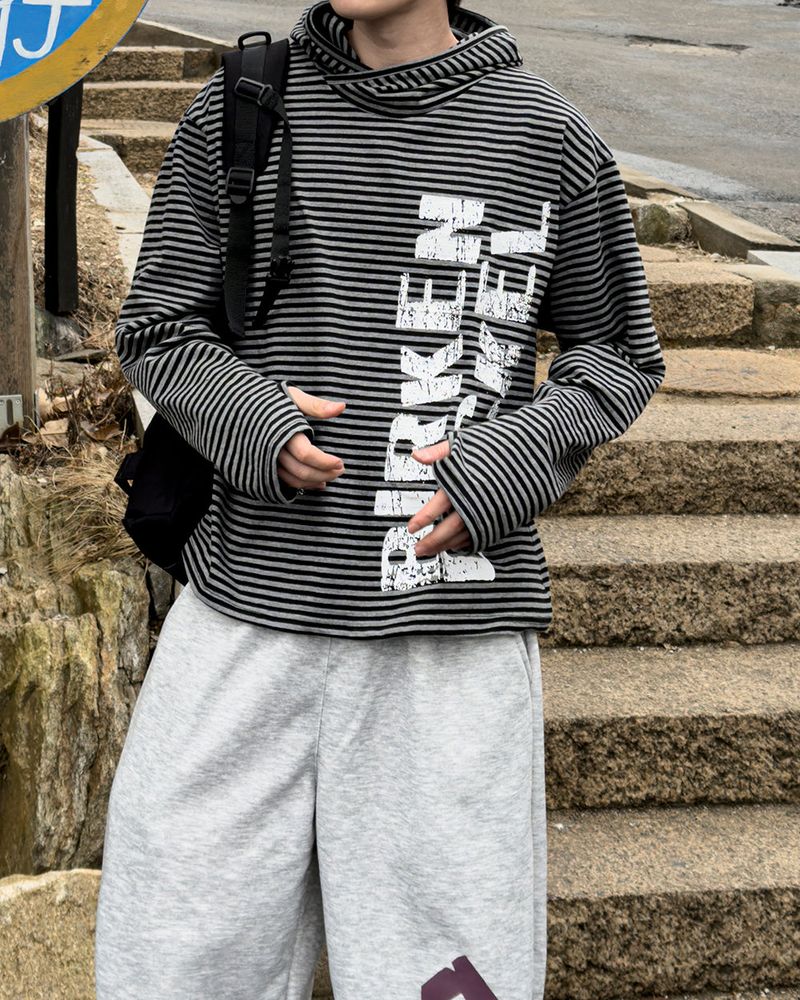River Fingerhole Stripe Hoodie