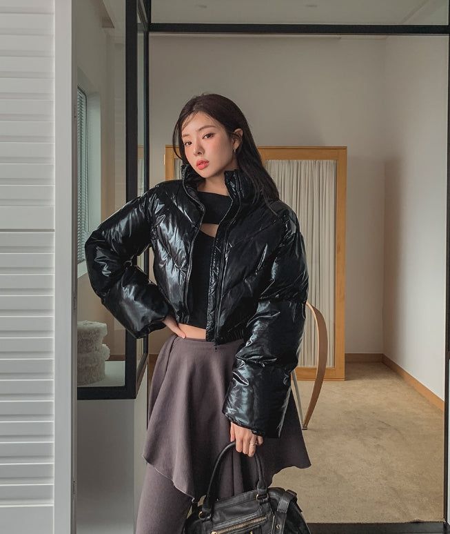 Terry Two Way Diagonal Glossy Crop Padding
