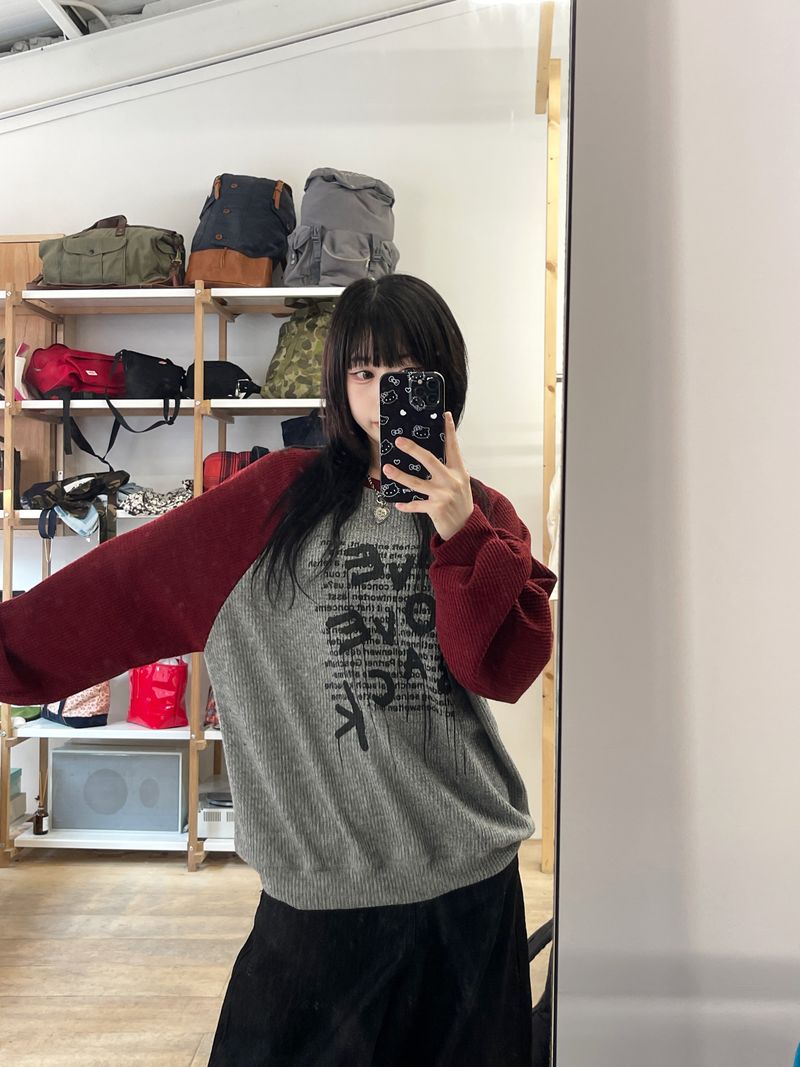 Shino raglan waffle sweatshirt 