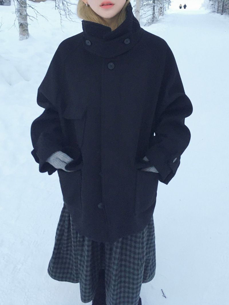Blended Neck Bijou Line Short Coat (3c)