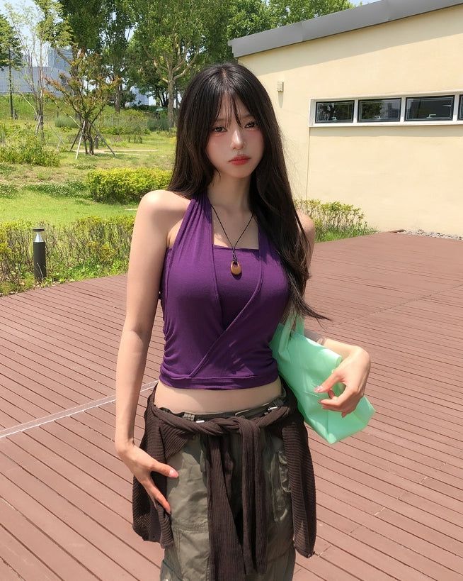 Berry Wrap Halter Sleeveless