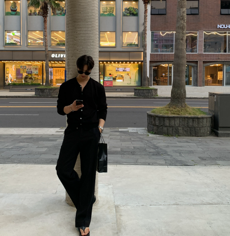 Ever Ice Linen Back Banding Wide Slacks
