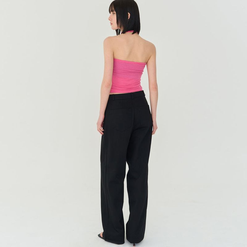 COTTON STRIPE WIDE PANTS (BLACK)