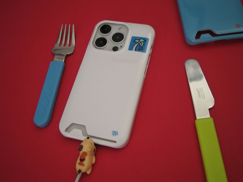 home square patch card pocket phone case white