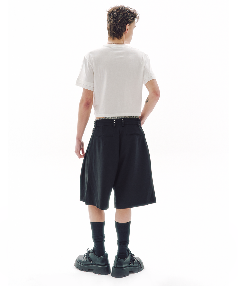 TWIN CUFF CROP T-SHIRT