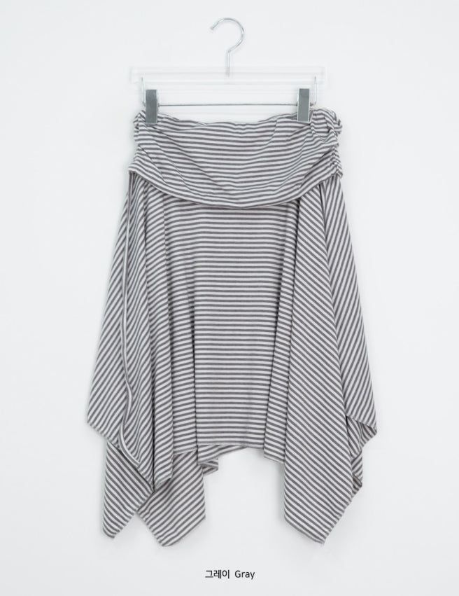 Woots Stripe Folding Layered Midi Skirt