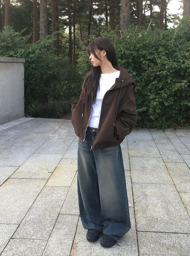 Thyssen Washing Denim Wide Pants